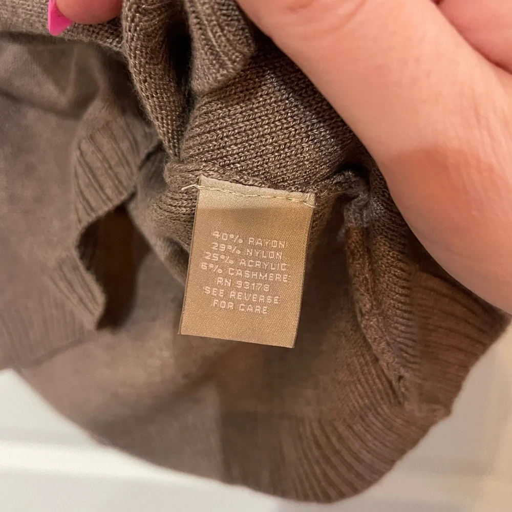 Joan Vass Brown cashmere blend Tunic Top - Picture 3 of 4